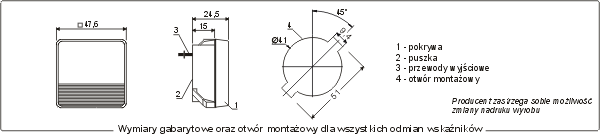 Wskaźnik-amperomierz: wymiary